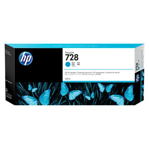HP 728 130-ml Cyan DesignJet Ink Cartridge, F9J67A