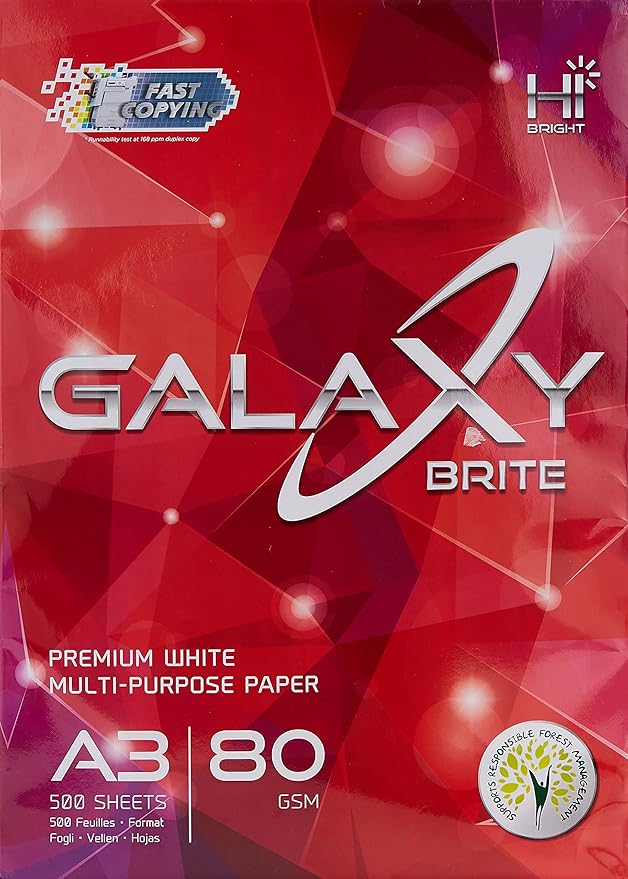Galaxy Photo Copy Paper A3 80Gsm 500 Sheet, WHITE, A3 PAPER.