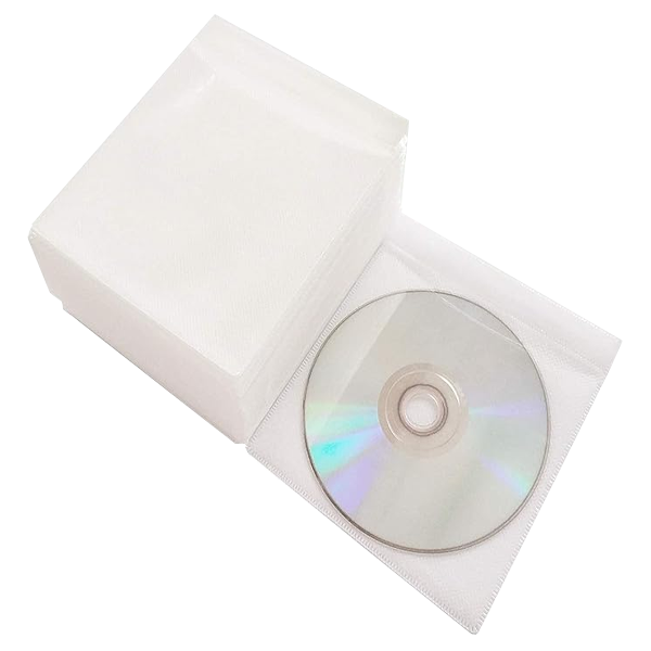 DELUXE CD-DVD PLASTIC POUCH -100 PIECES, WHITE