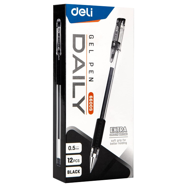 DELI COUNTER PEN, GEL INK - RUBBER GRIP - BLACK