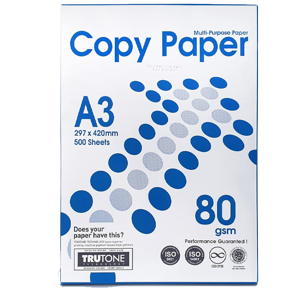COPY PAPER A3 (297X420MM) A3 SIZE ALL PURPOSE 80 GSM REAMS 500 SHEETS