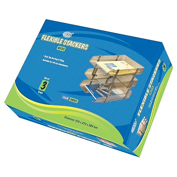 FOLDING FILE TRAY SET OF 3 TRAYS FOR A4 DOCUMENTS - SMOKY COLOR