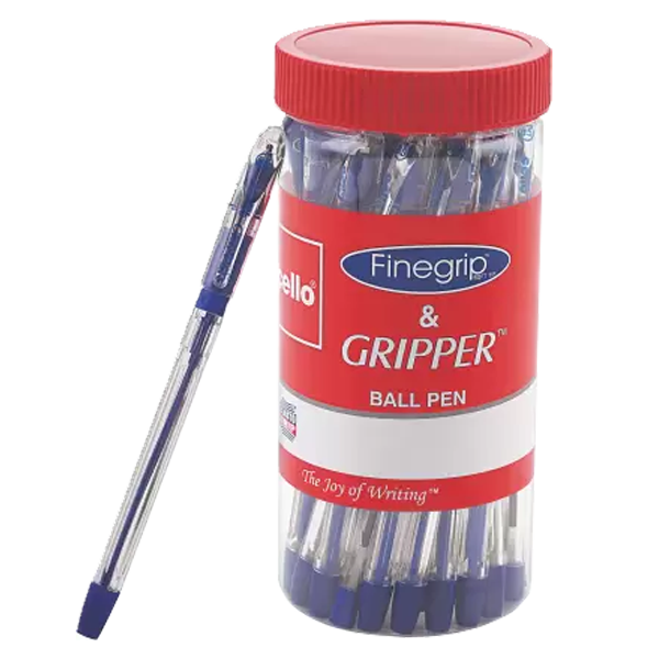 CELLO FINEGRIP BALL PEN (25 PENS JAR - BLUE) | COMFORTABLE & SMOOTH WRITING BALL PENS & CELLO TECHNOTIP BALL PEN SET