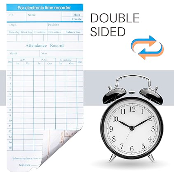 100PCS 2 SIDED TIME CARDS FOR EMPLOYEES MONTHLY SHEETS TIME CLOCK